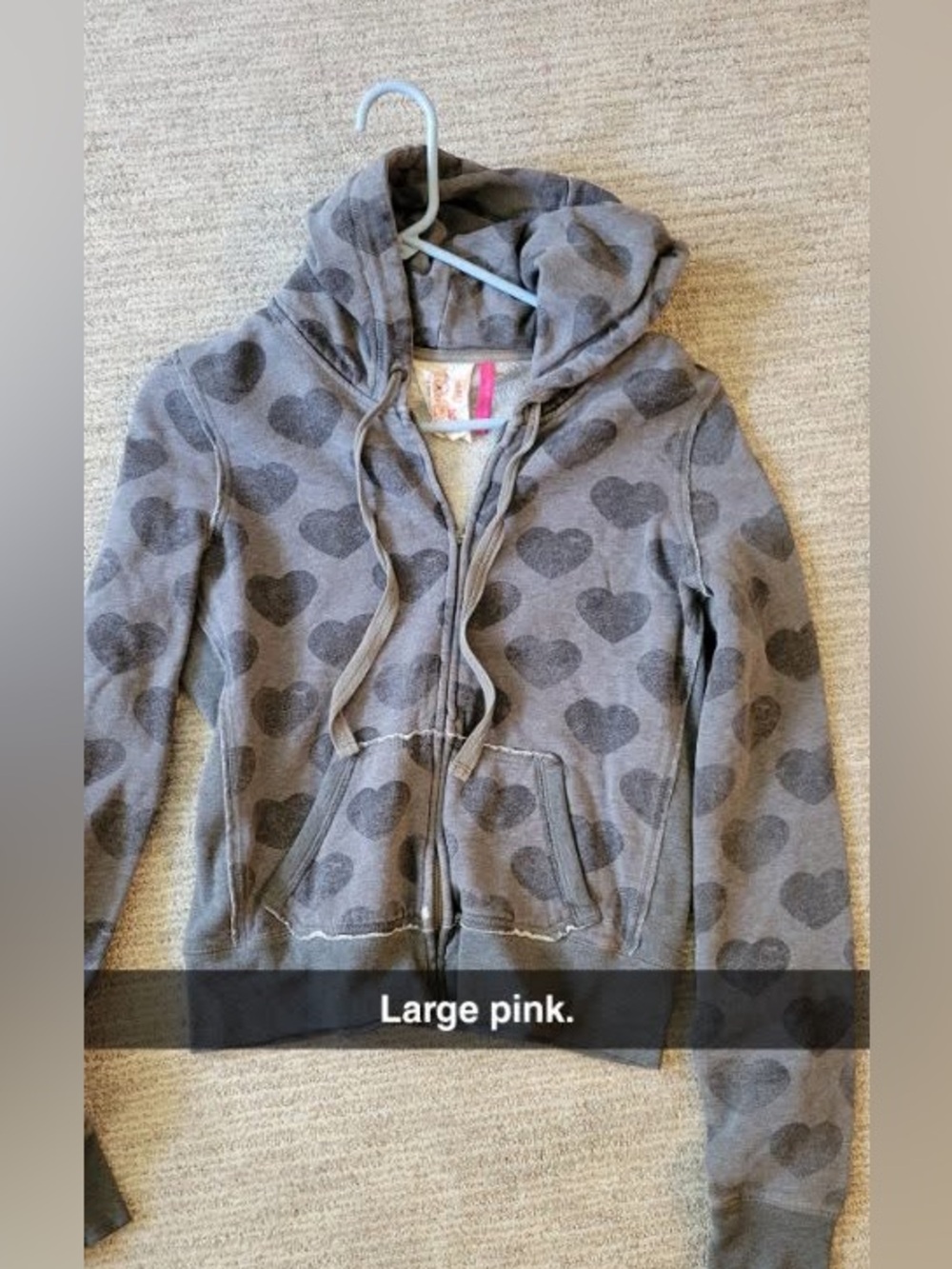 HTF/RARE Gray Heart Print Zip Hoodie